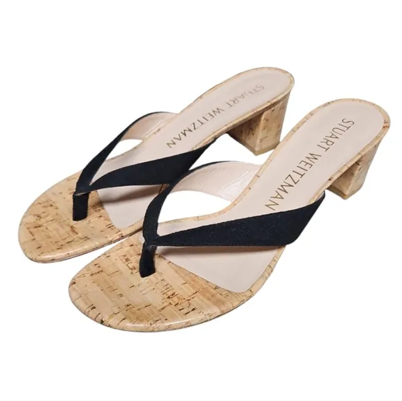 STUART WEITZMAN | Suede and Leather Thong Sandals in Size US 8