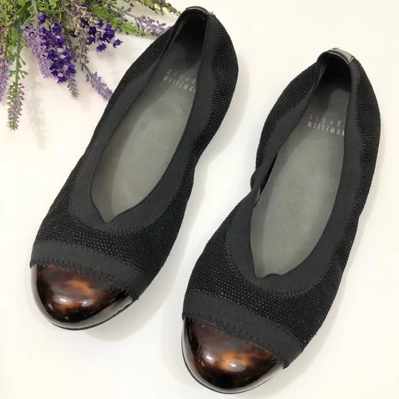 STUART Weitzman Tortoise Shell Cap Toe Flats
