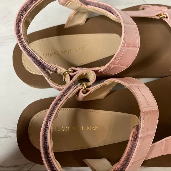 Stuart Weitzman Vail Pink Crocodile Sport Sandal 8B