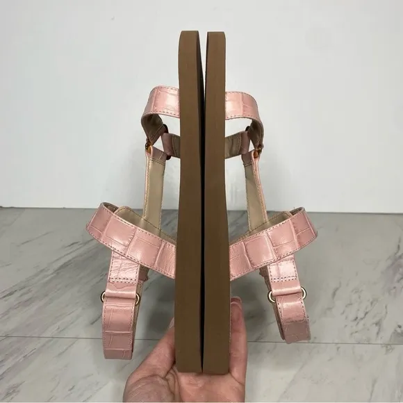 Stuart Weitzman Vail Pink Crocodile Sport Sandal 8B