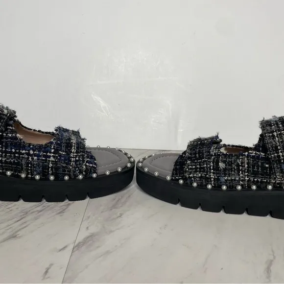 Stuart Weitzman Zoe Lift Embellished Tweed Sandal 8B