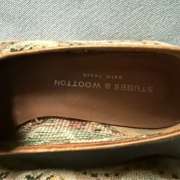 Stubbs &amp; Wootton women’s Needlepoint floral slipper, slide, flats Woven Size 9