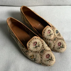 Stubbs &amp; Wootton women’s Needlepoint floral slipper, slide, flats Woven Size 9