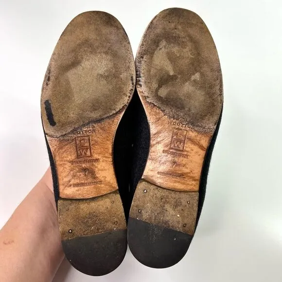 Stubbs Wootton NYC Manhole Cover Embroidered Slipper Loafers Charcoal Grey 7
