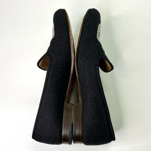 Stubbs Wootton NYC Manhole Cover Embroidered Slipper Loafers Charcoal Grey 7