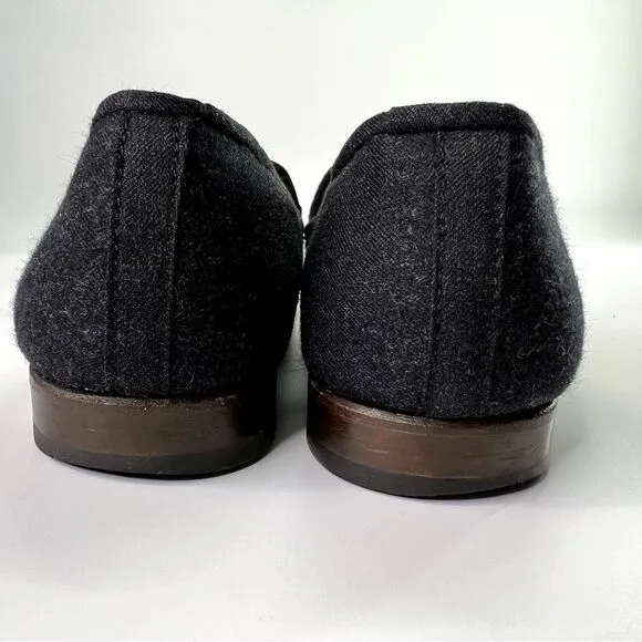 Stubbs Wootton NYC Manhole Cover Embroidered Slipper Loafers Charcoal Grey 7