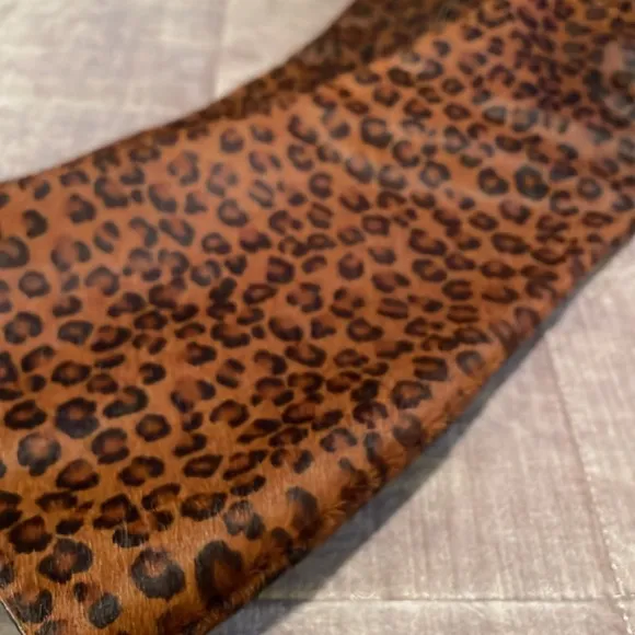 Studio Pollini Leopard Calf Hair Pointed High Heel Zip Up Boots Size 37 1/2