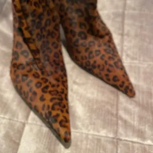 Studio Pollini Leopard Calf Hair Pointed High Heel Zip Up Boots Size 37 1/2