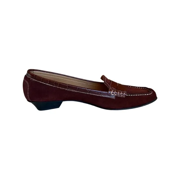 Stunning loafers, Pratesi Italian loafers, Suede and crocodile embossed leather