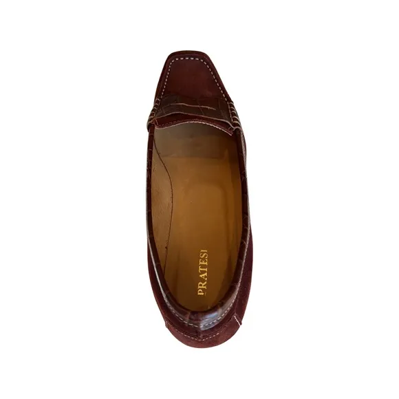 Stunning loafers, Pratesi Italian loafers, Suede and crocodile embossed leather