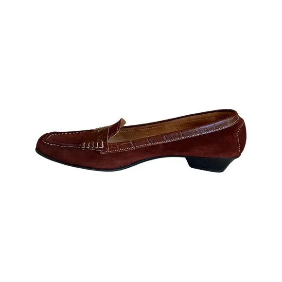 Stunning loafers, Pratesi Italian loafers, Suede and crocodile embossed leather