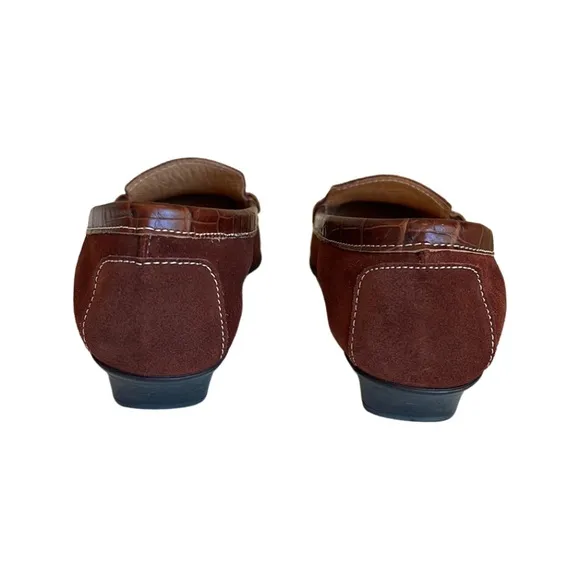 Stunning loafers, Pratesi Italian loafers, Suede and crocodile embossed leather