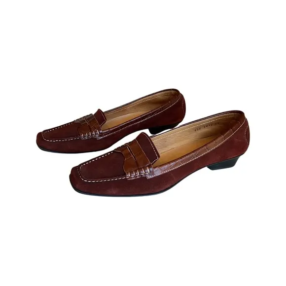 Stunning loafers, Pratesi Italian loafers, Suede and crocodile embossed leather