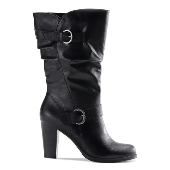 Style &amp; Co. Sachi Women's Faux Leather Mid-Calf Boots Color Black Size 1…