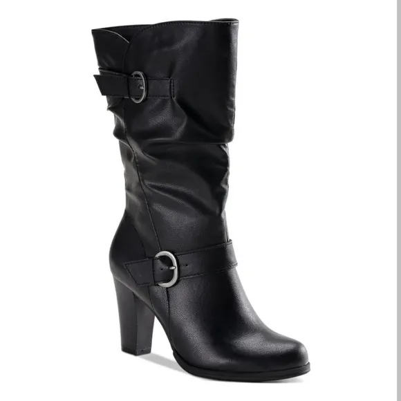 Style &amp; Co. Sachi Women's Faux Leather Mid-Calf Boots Color Black Size 1…
