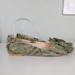 Suede Loafers 40 9 Green Tassel Pedro Anton Spain Botanical Print Preppy Classic