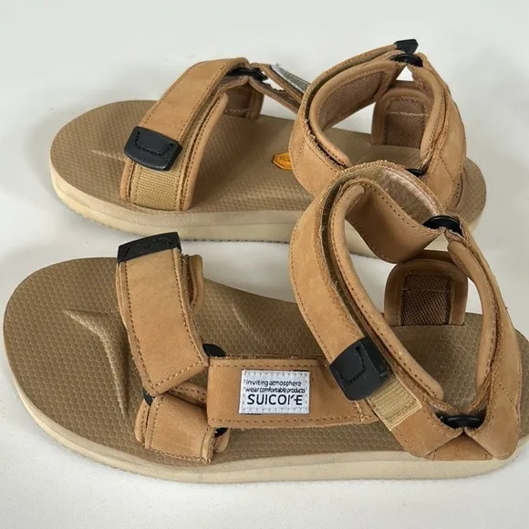 Suicoke Depa Sandals Tan Beige Velcro V2NU Color size 5 / 6
