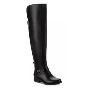 Sun   Stone Black Wide-Calf Buckled Over-The-Knee Boots -- Size 6