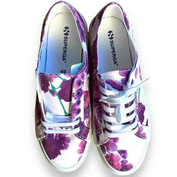 Superga Fantasia Collection Purple Floral Low Top Summer Sneakers Women's US 9
