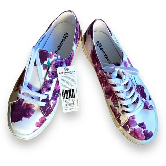 Superga Fantasia Collection Purple Floral Low Top Summer Sneakers Women's US 9