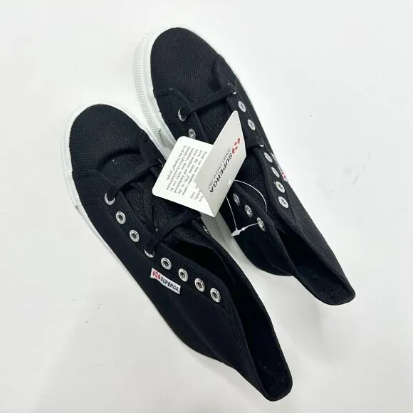 SUPERGA Unisex 2708 High Top Sneaker Men 6 Women 7.5 Black Canvas Platform NEW