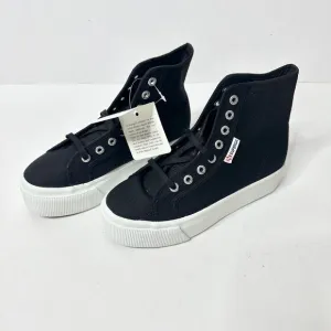 SUPERGA Unisex 2708 High Top Sneaker Men 6 Women 7.5 Black Canvas Platform NEW