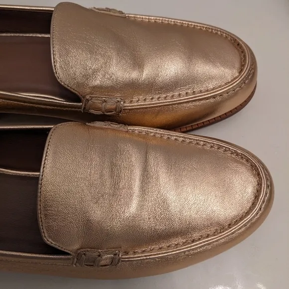 Tabitha Simmons rose gold metallic Nappa leather Blakie loafers sz 7.5