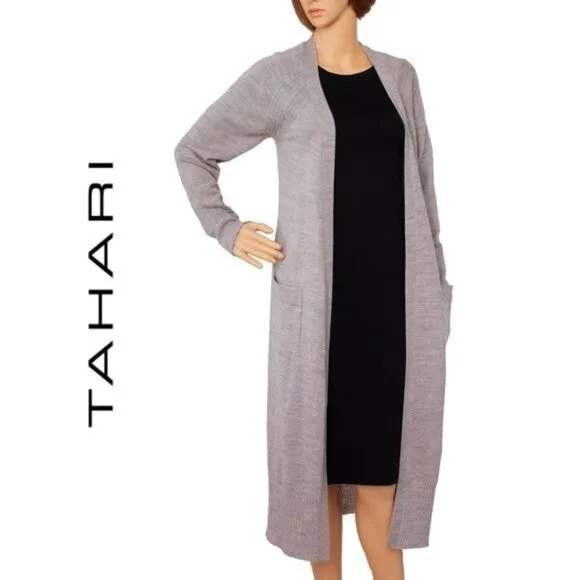 Tahari Extra Fine Merino Wool Duster Cardigan