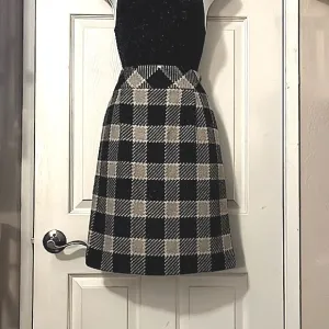 Talbot Tweed Plaid Checkered Neutral Tone Mini Skirt Sz 8