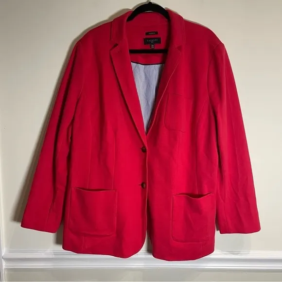 Talbots Aberdeen Blazer NWOT Pique Knit Red Size Size 22W Pockets Lined
