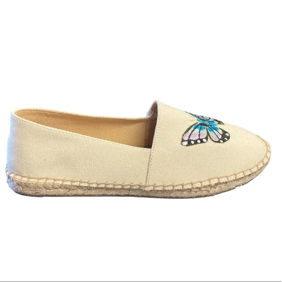 Talbots Canvas Embroidered Butterfly Flats
