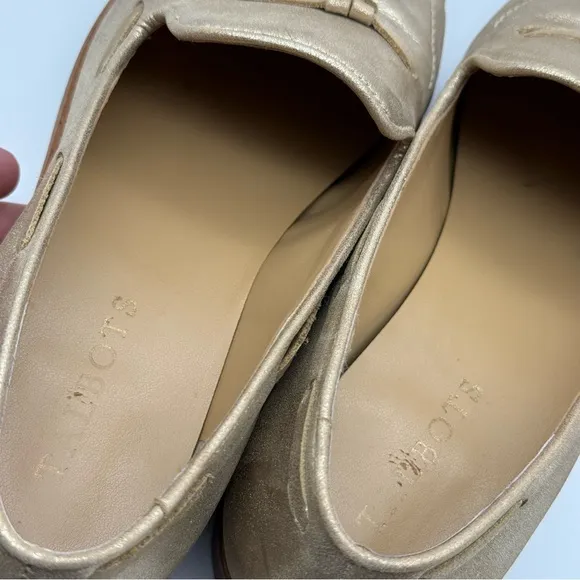 Talbots Leighton Tassel Loafers Gold Metallic Suede 8