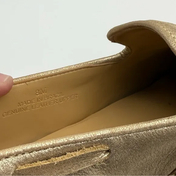 Talbots Leighton Tassel Loafers Gold Metallic Suede 8