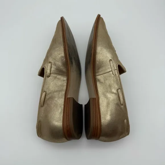 Talbots Leighton Tassel Loafers Gold Metallic Suede 8
