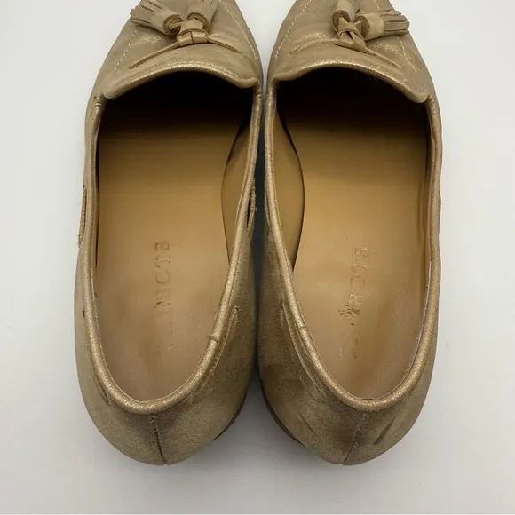 Talbots Leighton Tassel Loafers Gold Metallic Suede 8