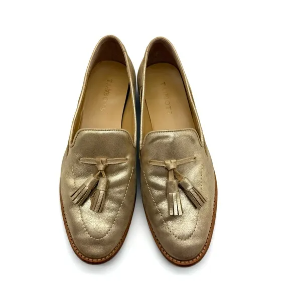 Talbots Leighton Tassel Loafers Gold Metallic Suede 8