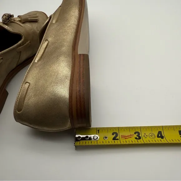 Talbots Leighton Tassel Loafers Gold Metallic Suede 8