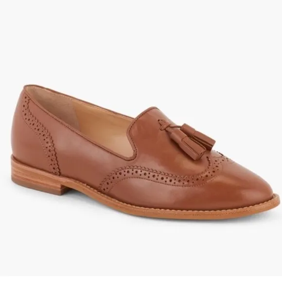 Talbots Leighton Tasseled Brogue Nappa Leather Loafers in Cognac 8.5 Preppy Shoe