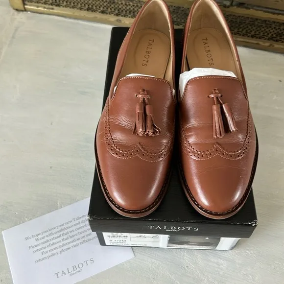 Talbots Leighton Tasseled Brogue Nappa Leather Loafers in Cognac 8.5 Preppy Shoe