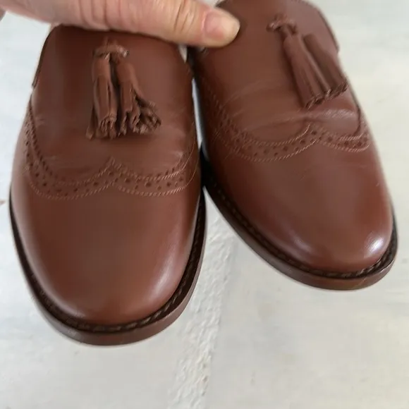 Talbots Leighton Tasseled Brogue Nappa Leather Loafers in Cognac 8.5 Preppy Shoe