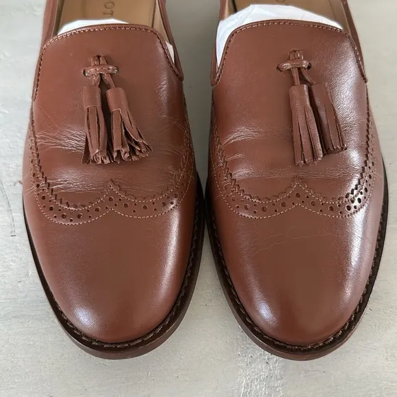 Talbots Leighton Tasseled Brogue Nappa Leather Loafers in Cognac 8.5 Preppy Shoe