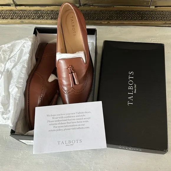 Talbots Leighton Tasseled Brogue Nappa Leather Loafers in Cognac 8.5 Preppy Shoe
