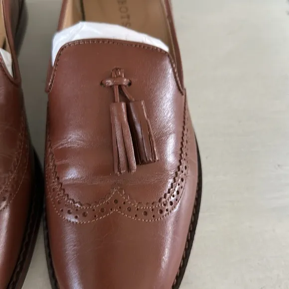 Talbots Leighton Tasseled Brogue Nappa Leather Loafers in Cognac 8.5 Preppy Shoe