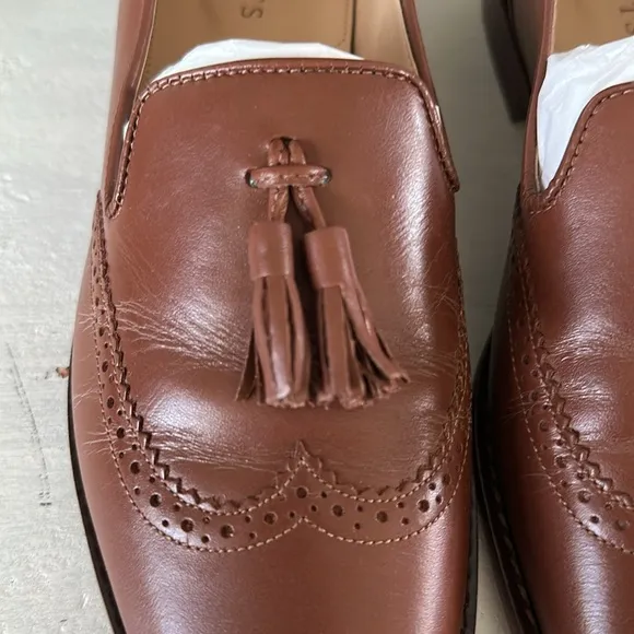 Talbots Leighton Tasseled Brogue Nappa Leather Loafers in Cognac 8.5 Preppy Shoe