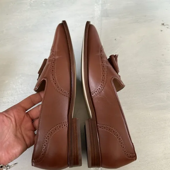 Talbots Leighton Tasseled Brogue Nappa Leather Loafers in Cognac 8.5 Preppy Shoe