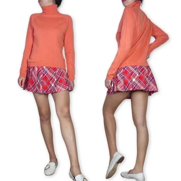 Talbots Peachy Orange Pure Cashmere Turtleneck Sweater Fits S-M