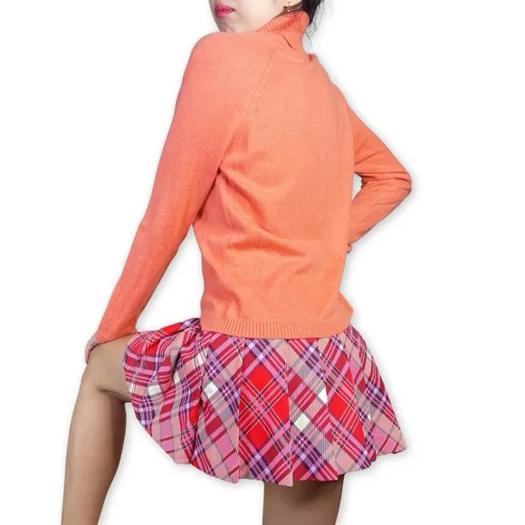 Talbots Peachy Orange Pure Cashmere Turtleneck Sweater Fits S-M