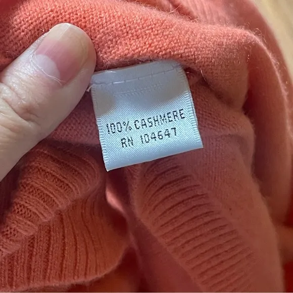 Talbots Peachy Orange Pure Cashmere Turtleneck Sweater Fits S-M