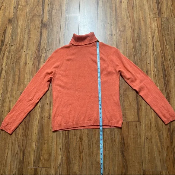 Talbots Peachy Orange Pure Cashmere Turtleneck Sweater Fits S-M