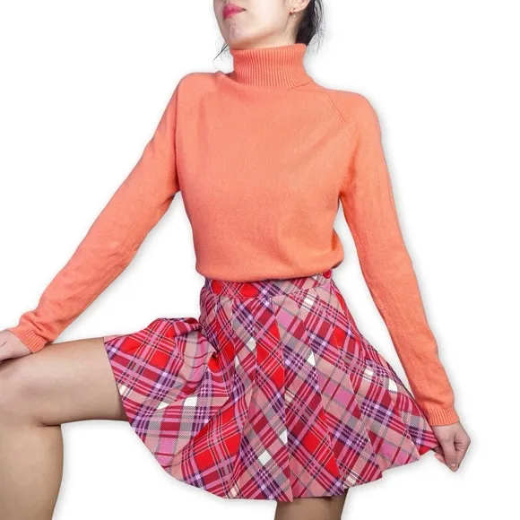 Talbots Peachy Orange Pure Cashmere Turtleneck Sweater Fits S-M